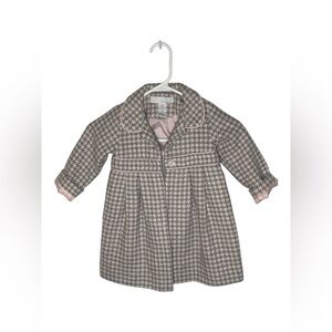 CAMILLA GIRLS BABY PINK GRAY WOOL BLEND HOUNDSTOOTH JACKET SIZE 24M